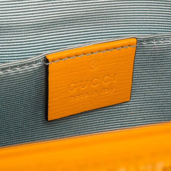 Gucci Horsebit 1955 Yellow Raffia Leather-Trimmed Shoulder Bag - Picture 12 of 13